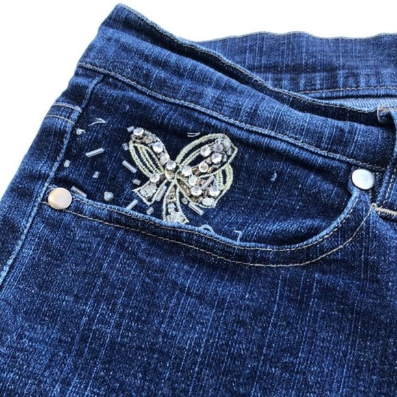DESIGNER LYNN CANTIN BOYFRIEND CROP JEANS 12/31x26 🦋 - Picture 3 of 9